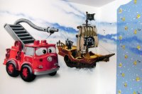 Feuerwehr/Piratenschiff-Graffiti