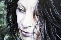 Junge Frau, Spraylack auf Leinwand 100x80, 2004